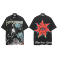 Carenly Fashion God Style Hip-Hop West Coast Graffiti Unisex Loose High-Definition Print Cotton T-Shirt